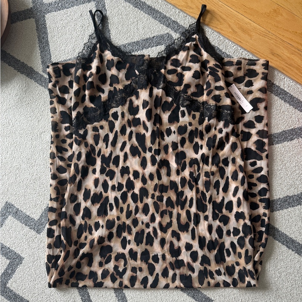 Victoria's Secret Leopard Print Chemise with Black Lace - NEW with tags